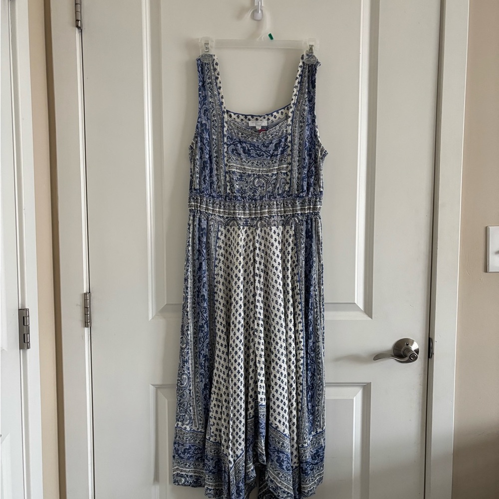 Monsoon Kemala print dress blue - size m